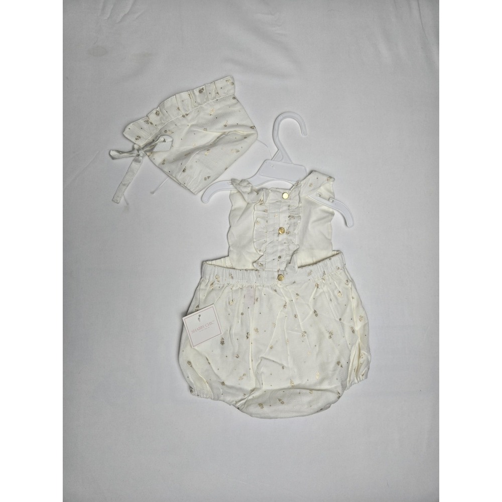 Shabby‎ Chic outfit one piece toddler baby 3-6 months NWT white gold